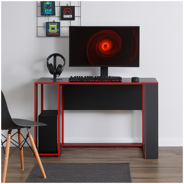 HTI-Living Moderner Gamer-Tisch 120 x 76 x 54 cm Gaming Schreibtisch Schwarz/Rot