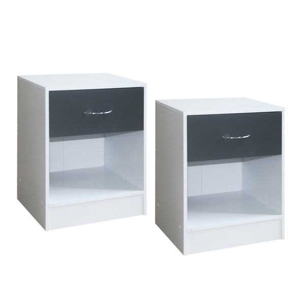 HTI-Living Thekla Weiß/Grau Nachtschrank 2er Set