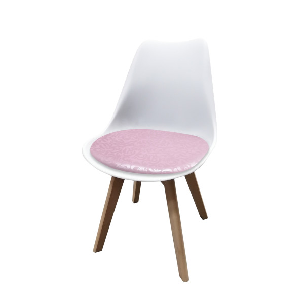 Stuhl Atlanta Weiß/PU Rosa Muster