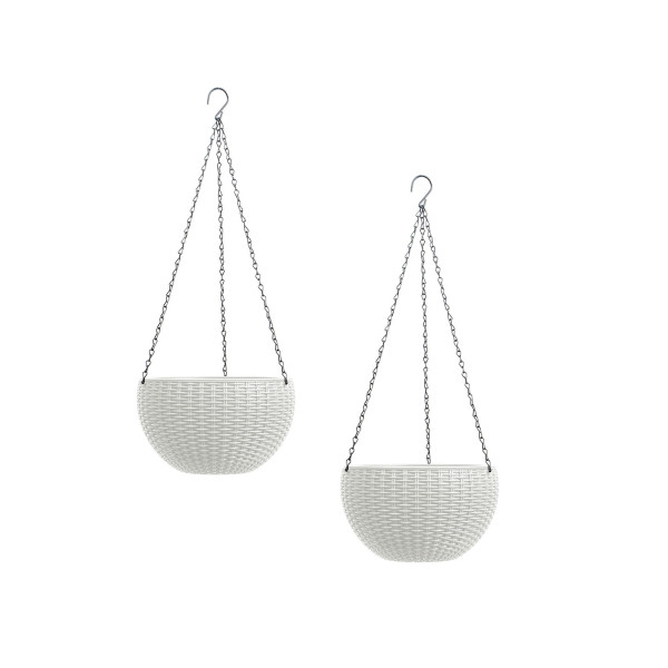 Blumenampel Nessa, Korb, weiß, 2er Set