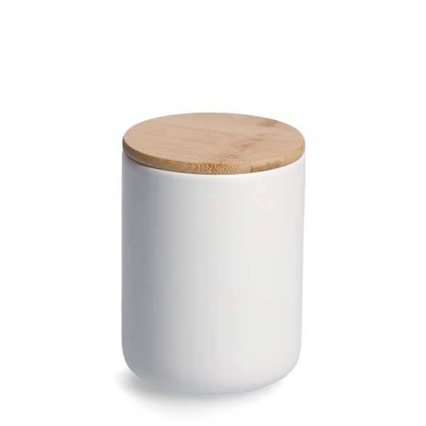neuetischkultur mit Holzdeckel 650 ml Vorratsdose Keramik weiß