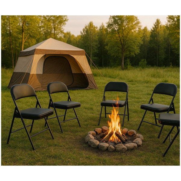 HTI-Living Metallgestell und PVC Bezug 4er Set Klappstühle mit Polsterung