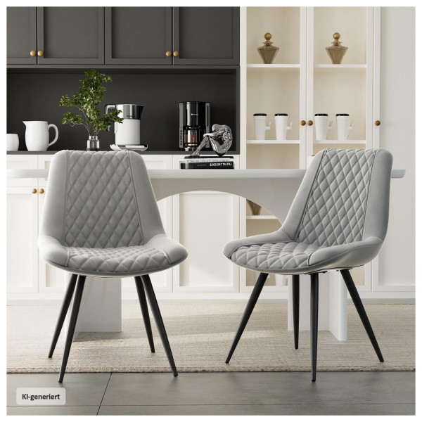 Stuhl Astrid Kunstleder grau 2er-Set