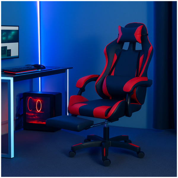 HTI-Living Racing-Design Ergonomischer Gaming Stuhl mit Fußstütze