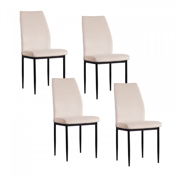 HTI-Living Madison Samt Creme 4er-Set Esszimmerstuhl