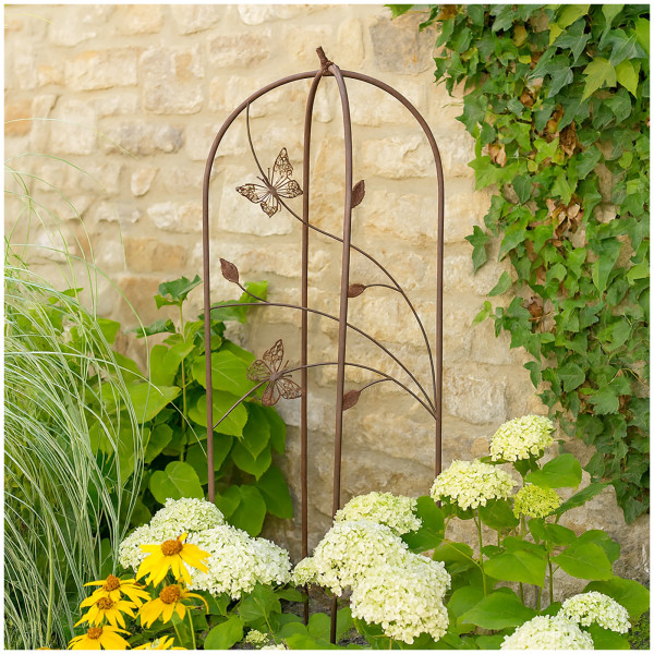 HTI-Living in Rostoptik Rankhilfe mit Schmetterlingen aus Metall