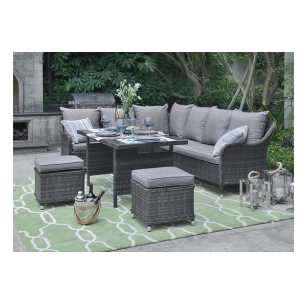 HTI-Living Ecksofa mit Tisch und Hocker Outdoor Möbel