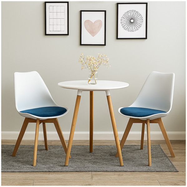 HTI-Living Atlanta Weiß/Blau Esszimmerstuhl Samt 2er Set