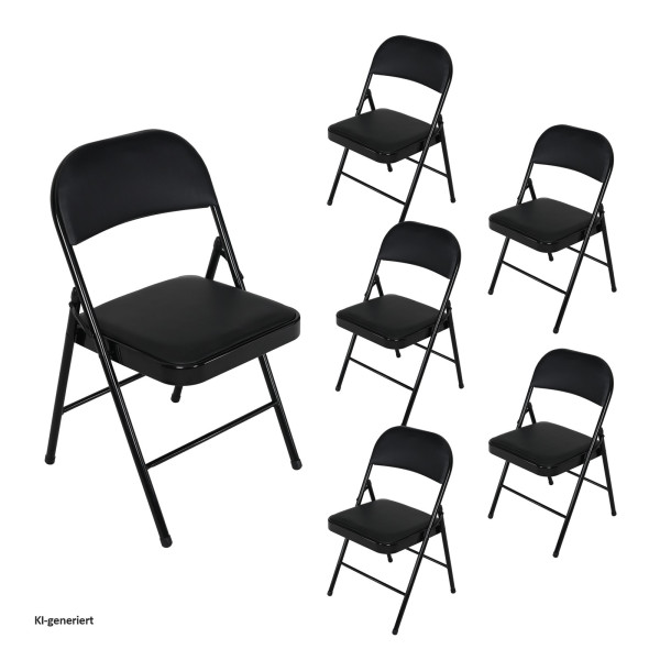 Klappstuhl Wedigo PVC Gestell Schwarz 6 Stück