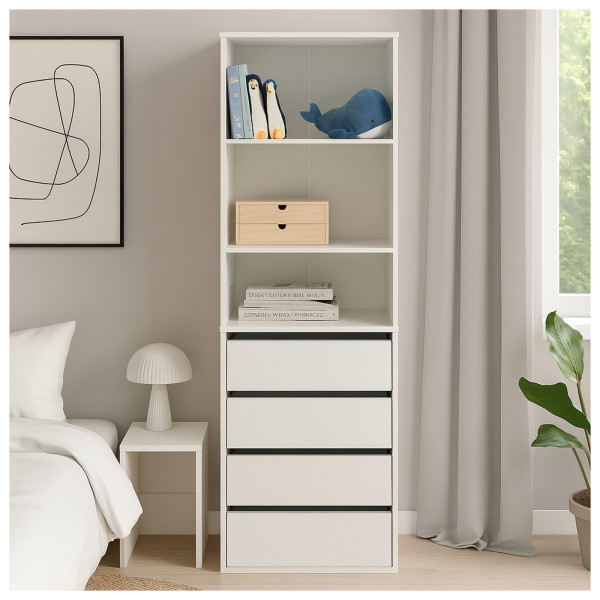 HTI-Living 3 Regalfächer 4 Schubladen Hohe offene Kommode