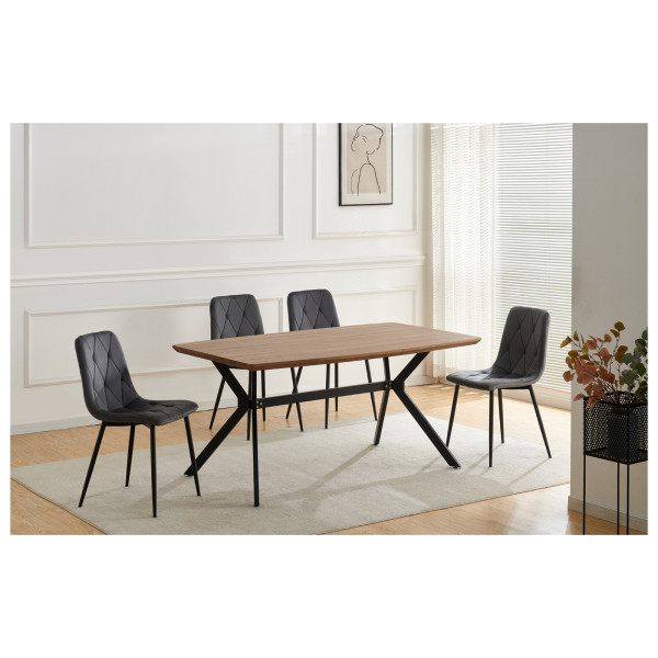 HTI-Living Velvet Grau Stuhl Mesa Eco 4er-Set