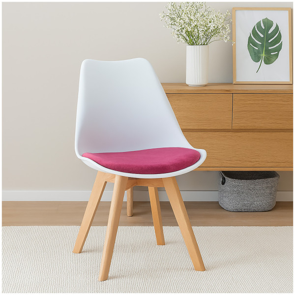 HTI-Living Atlanta Weiß/Pink Esszimmerstuhl Samt