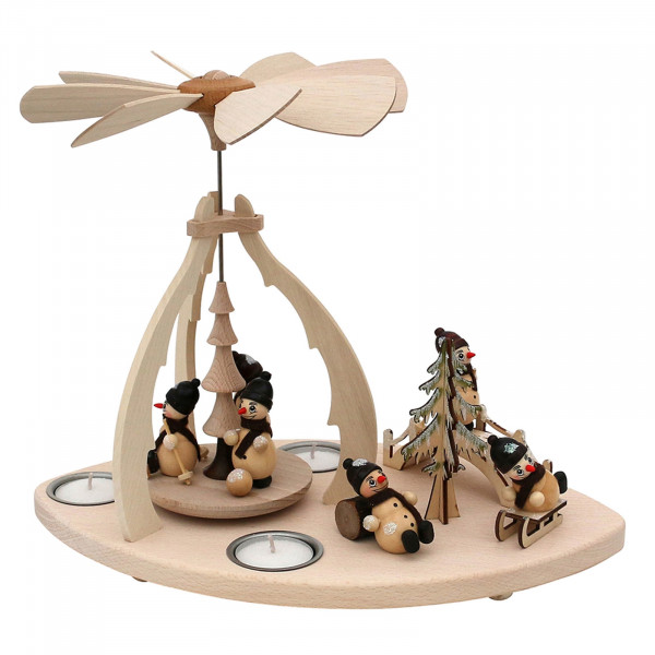 SIGRO Schneemannfiguren Holz Teelicht-Tischpyramide