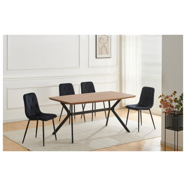 HTI-Living Velvet Schwarz Stuhl Mesa Eco 4er-Set