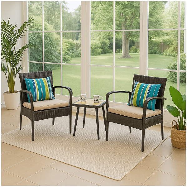 HTI-Living für Terrasse, Balkon und Wintergarten Gartenmöbel Set 3-teilig