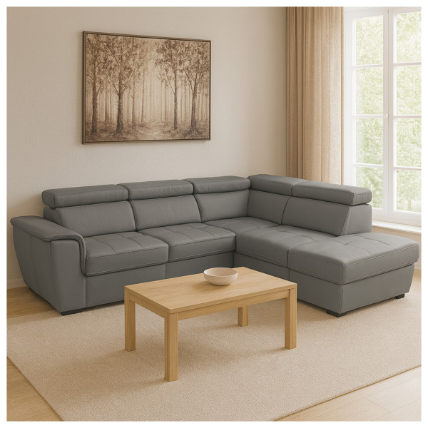 HTI-Living mit Ottomane rechts Grau Couch Sandy