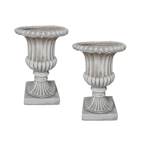 HTI-Living Antik Hellgrau 2er-Set Pflanzkübel Athene