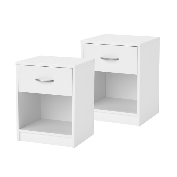 Nachtkonsole Nachtschrank Nina 1 Weiß 2er Set