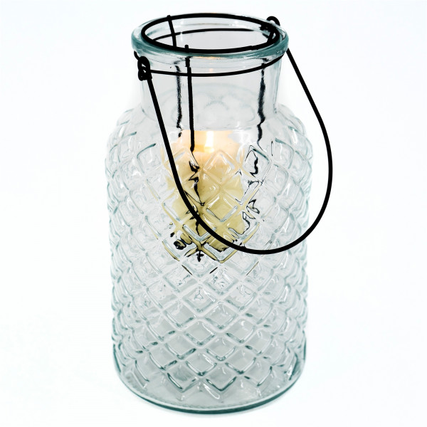 HTI-Living Glas, Metall Windlicht mit Henkel