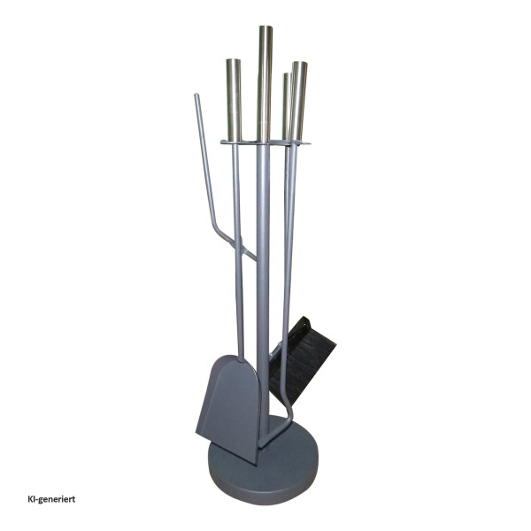5teiliges Kaminbesteck Adrik_02 Adrik Silber-Grau