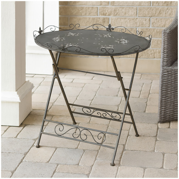 HTI-Living Beistelltisch romantisch für Terrasse Balkon Gartentisch aus Metall Rostoptik