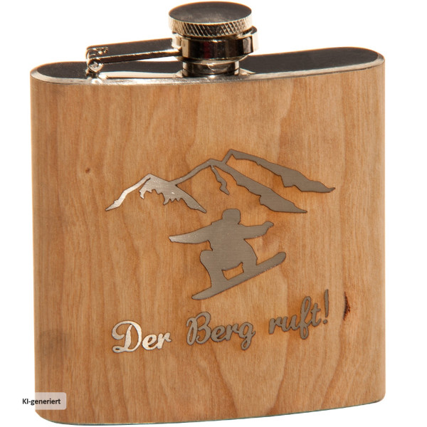 Flachmann Snowboard"Der Berg ruft"