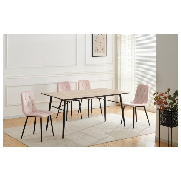 HTI-Living Velvet Rosa Stuhl Mesa Eco 4er-Set