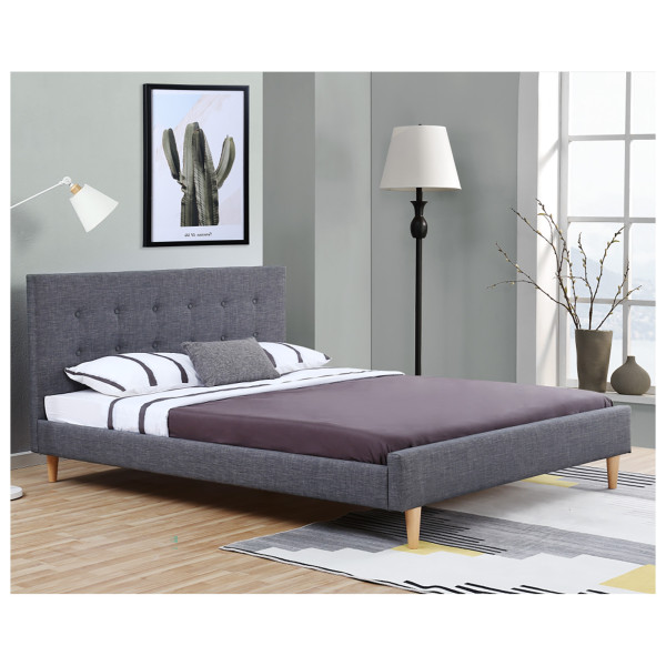 Bett 140 Linn Dunkelgrau Polyester