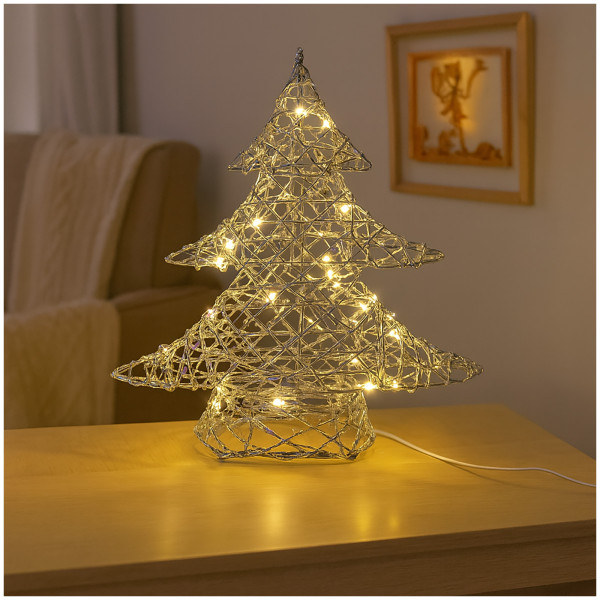 LED Baum S, silber, 20 LED's,mit Timer