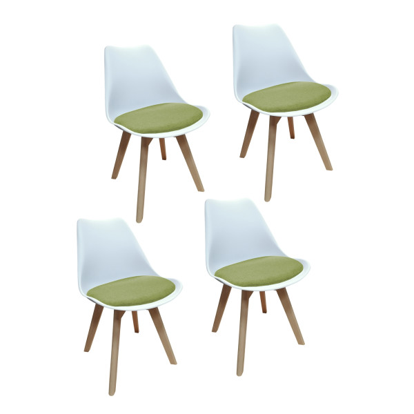 Stuhl Atlanta Weiß/Webstoff Grün 4er-Set