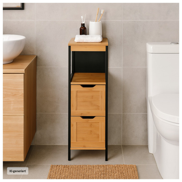 Badschrank Jerik Schwarz Bambus