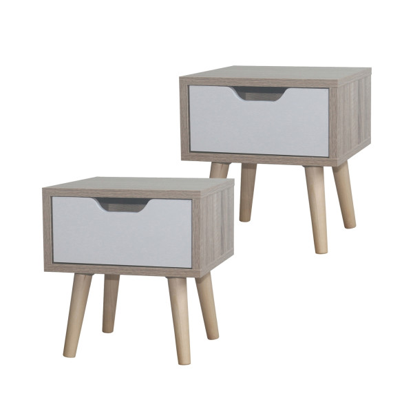 HTI-Living Thekla Sonoma Weiß Nachttisch 1 Schublade 2er-Set