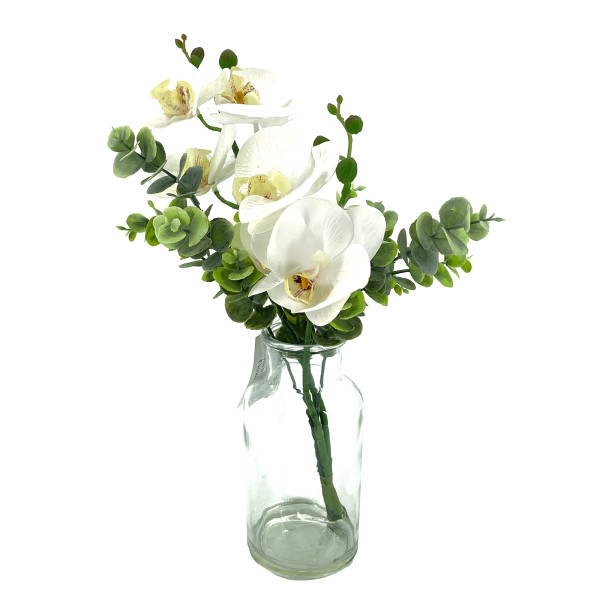 Orchideen-Arrangement im Glas, Kunstblume