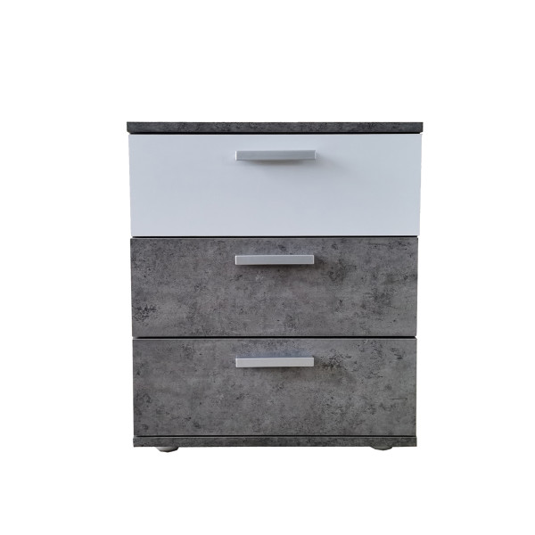 Nachtkonsole Nachtschrank Nina 3 Beton Weiß