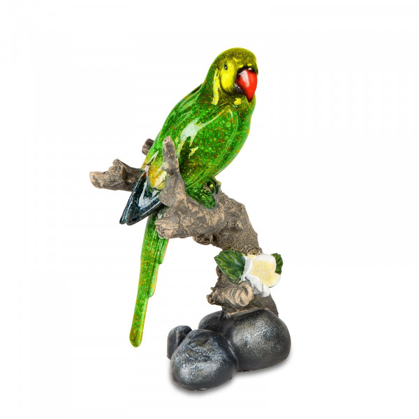 Formano Papagei auf Zweig, grün Dekofigur