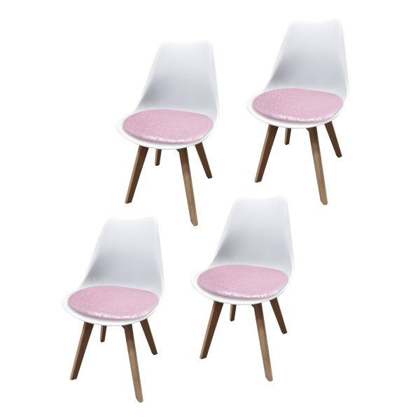 Stuhl Atlanta Weiß/PU Rosa Muster