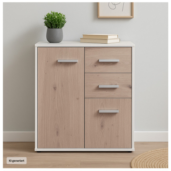 Kommode Nina 4 Weiß Artisaneiche