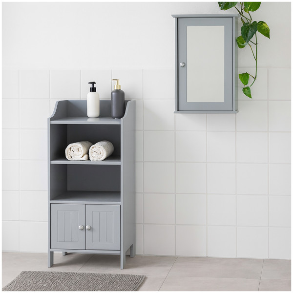 HTI-Living Wandspiegel mit Stauraum 34x53x15 cm Bad Spiegelschrank im Landhaus Stil Holz Grau