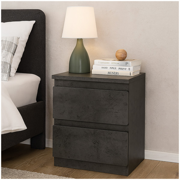 HTI-Living mit 2 grifflosen Schubladen Nachtkommode 2er Set Beton