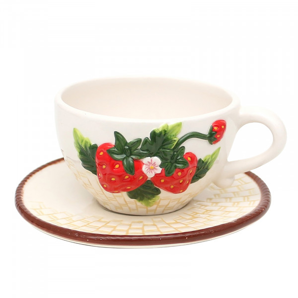 neuetischkultur Erdbeere Kaffeetasse mit Untertasse