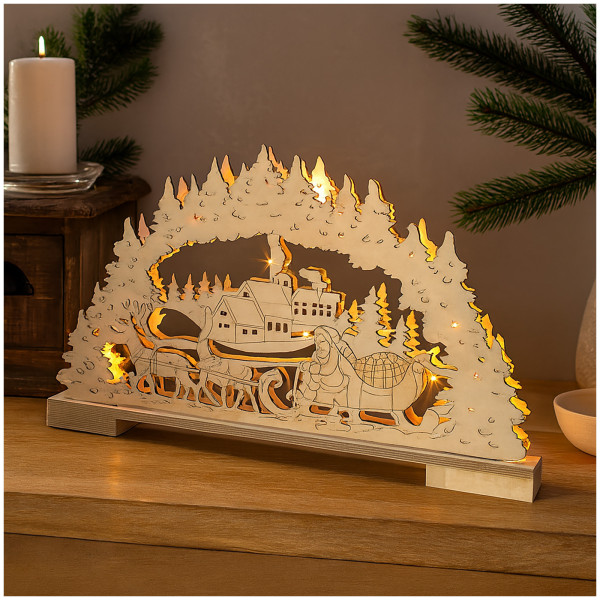 HTI-Living Batteriebetrieben LED Holz Weihnachtsdeko mit Wintermotiv
