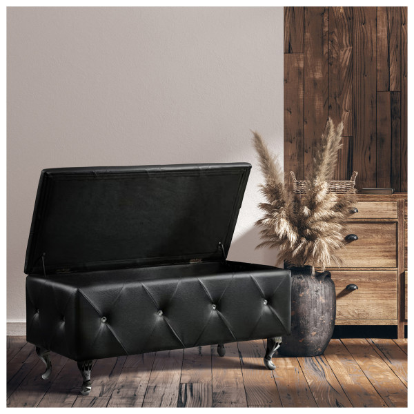 HTI-Living Maribella Schwarz Gepolsterte Sitzbank mit Truhe