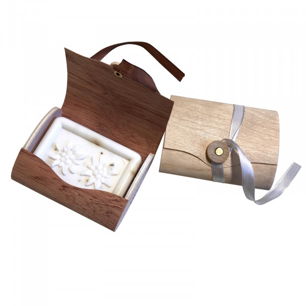 HTI-Living Holzetui mit Band und Edelweißseife Seife verpackt in Etui