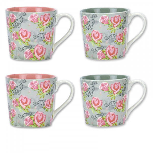 Jameson Tailor Retro Collection Becher Rosen rosa/grau, 4er Set