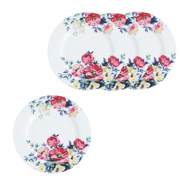 Neuetischkultur Mikasa Kuchenteller Porzellan Blumendekor 4er-Set